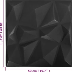 vidaXL Wandpanelen 12 st 50 x 50 cm Diamant Zwart XPS Schuim