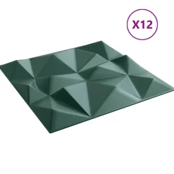vidaXL Wandpanelen 12 st 50 x 50 cm Diamant Groen XPS Schuim