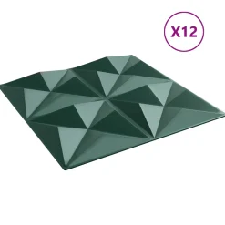 vidaXL Wandpanelen 12 st 50 x 50 cm Origami Groen XPS Schuim