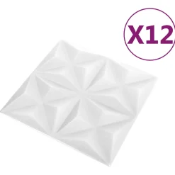 vidaXL Wandpanelen 12 st 50 x 50 cm Origami Wit XPS Schuim