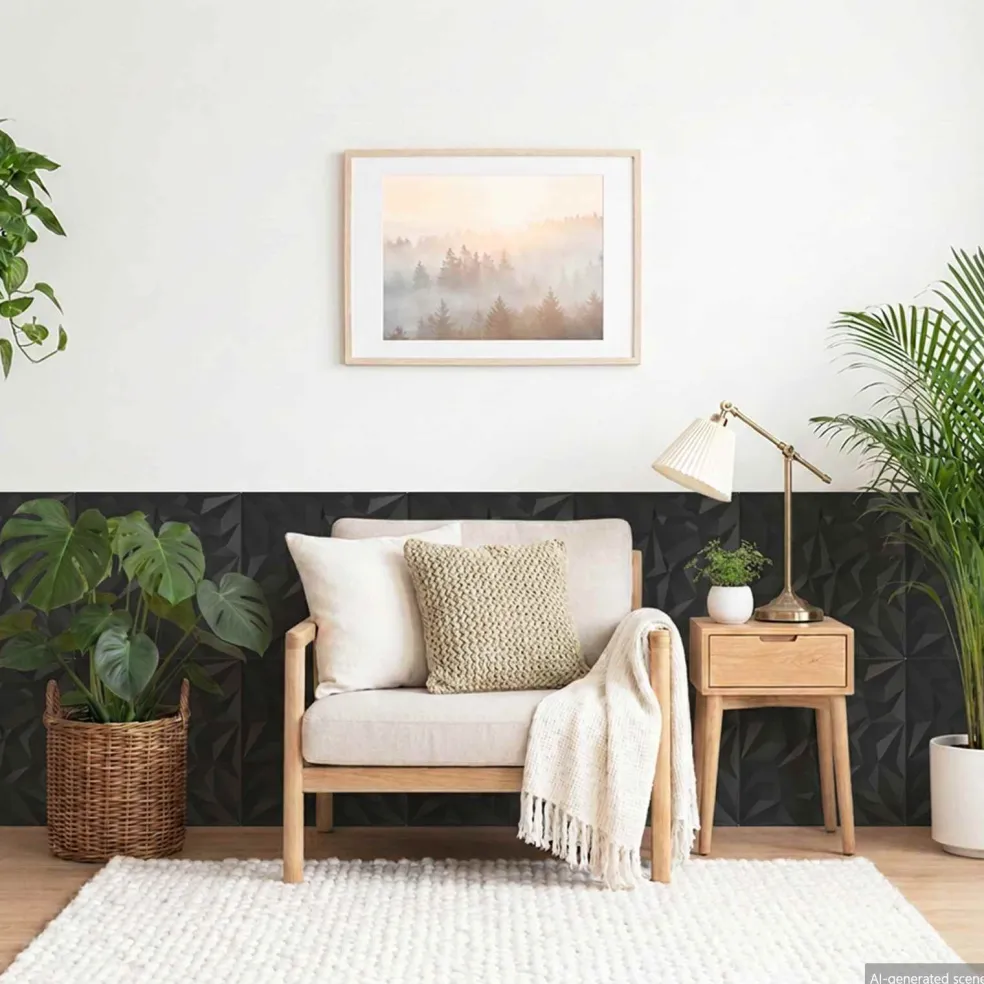 vidaXL Wandpanelen 12 st 50 x 50 cm Zwart XPS Schuim