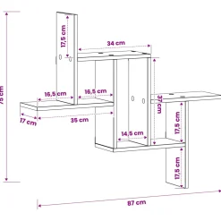 vidaXL Wandplank Artisanaal eiken 87 x 17 x 75 cm Bewerkt hout