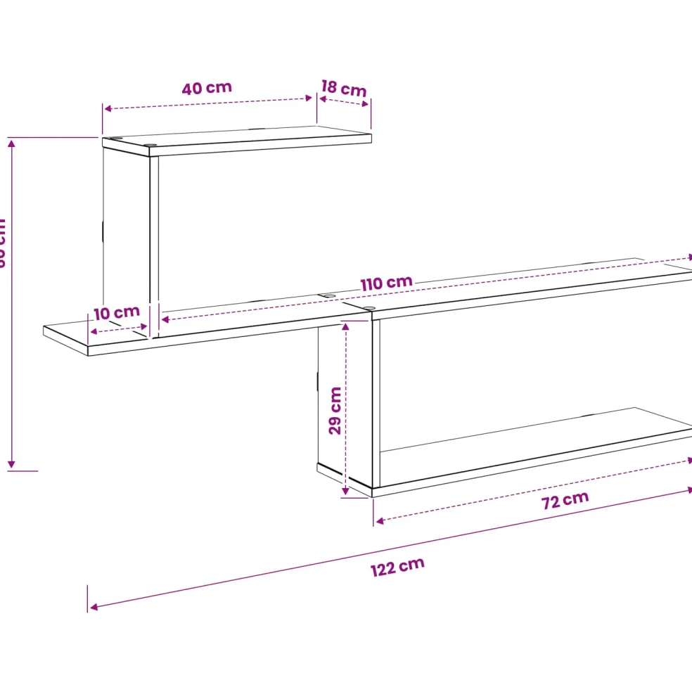vidaXL Wandplank Betongrijs 122 x 18 x 60 cm Bewerkt hout