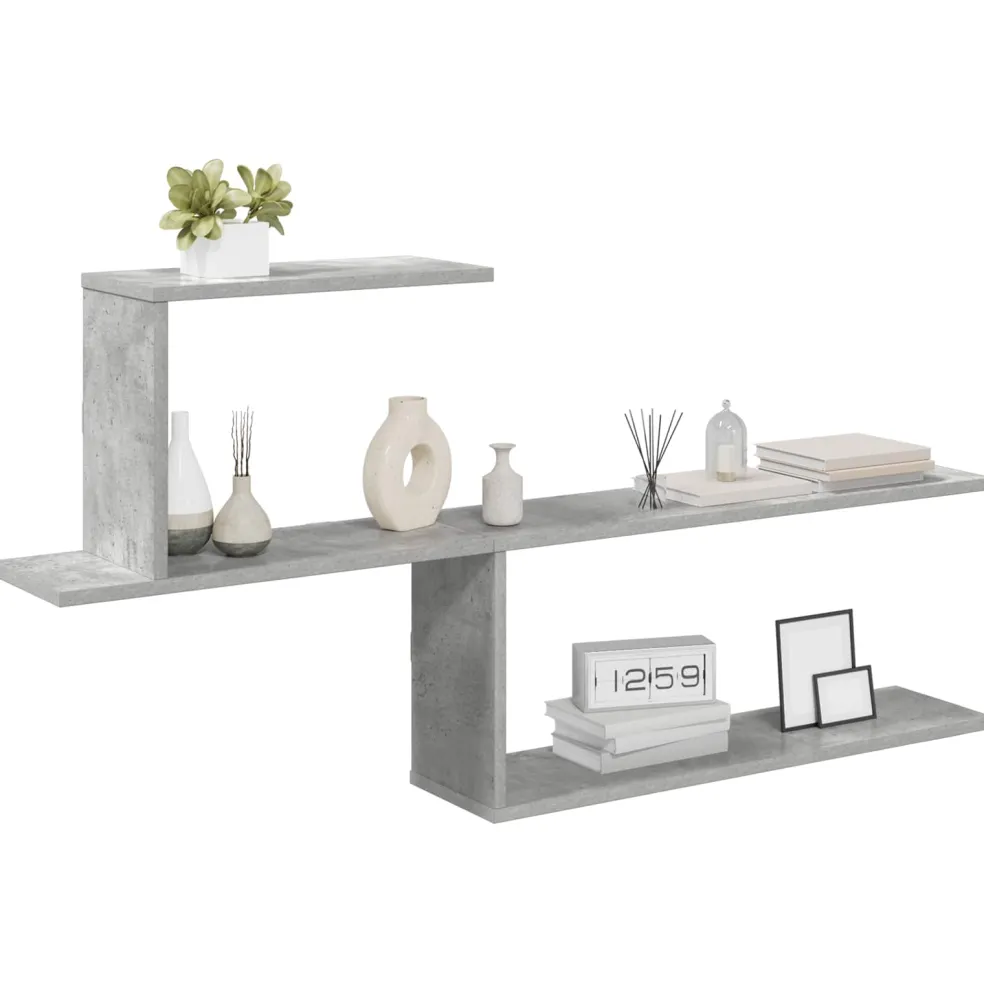 vidaXL Wandplank Betongrijs 122 x 18 x 60 cm Bewerkt hout