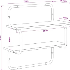 vidaXL Wandplank met 2 niveaus Sonoma Eiken 80 x 24,5 x 61 cm