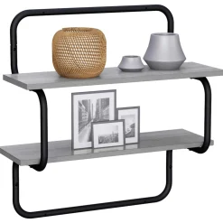 vidaXL Wandplank met 2 niveaus Grijs Sonoma 80 x 24,5 x 61 cm