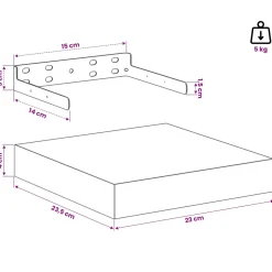 vidaXL Wandplank Muurmontage Bruin 23 x 23,5 x 3,8 cm Bewerkt hout