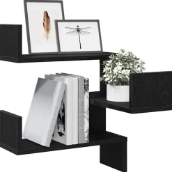 vidaXL Wandplank Muurmontage Zwart Eiken 40 x 40 x 49,5 cm