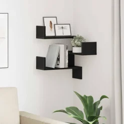 vidaXL Wandplank Muurmontage Zwart Eiken 40 x 40 x 49,5 cm
