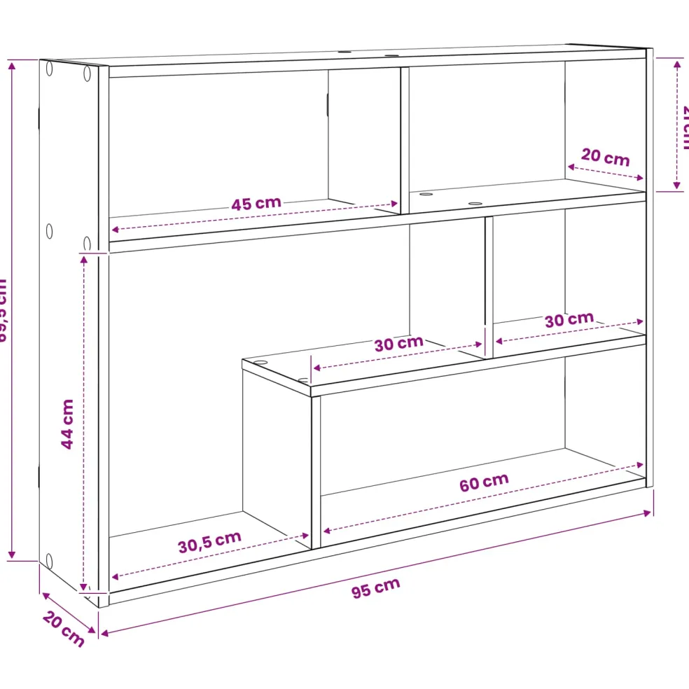 vidaXL Wandplank Muurmontage Zwart eiken 95 x 20 x 69,5 cm