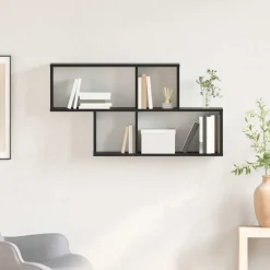 vidaXL Wandplank Muurmontage Zwart Bewerkt hout