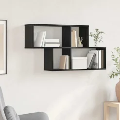 vidaXL Wandplank Muurmontage Zwart Bewerkt hout