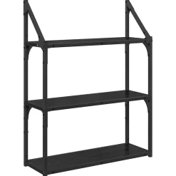 vidaXL Wandplank Muurmontage Zwart Eiken 60 x 21 x 78,5 cm