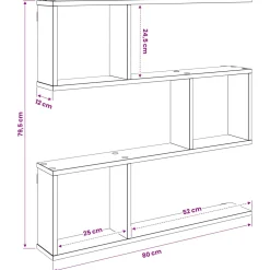 vidaXL Wandplank Sonoma Eiken 80 x 12 x 79,5 cm Bewerkt hout