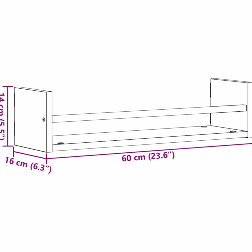 vidaXL Wandplank 2 st Artisan Eiken 60 x 16 x 14 cm