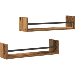 vidaXL Wandplank 2 st Oudhout 60 x 16 x 14 cm