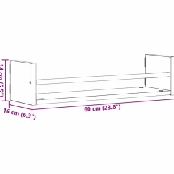 vidaXL Wandplank 2 st Oudhout 60 x 16 x 14 cm