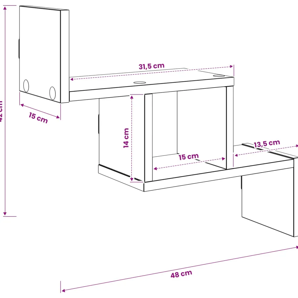 vidaXL Wandplank Wit 48 x 15 x 42 cm Bewerkt hout