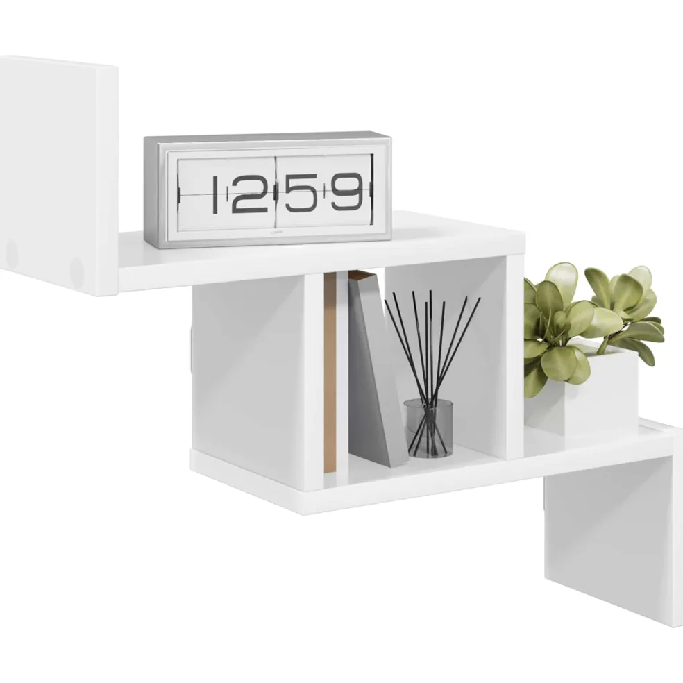 vidaXL Wandplank Wit 48 x 15 x 42 cm Bewerkt hout