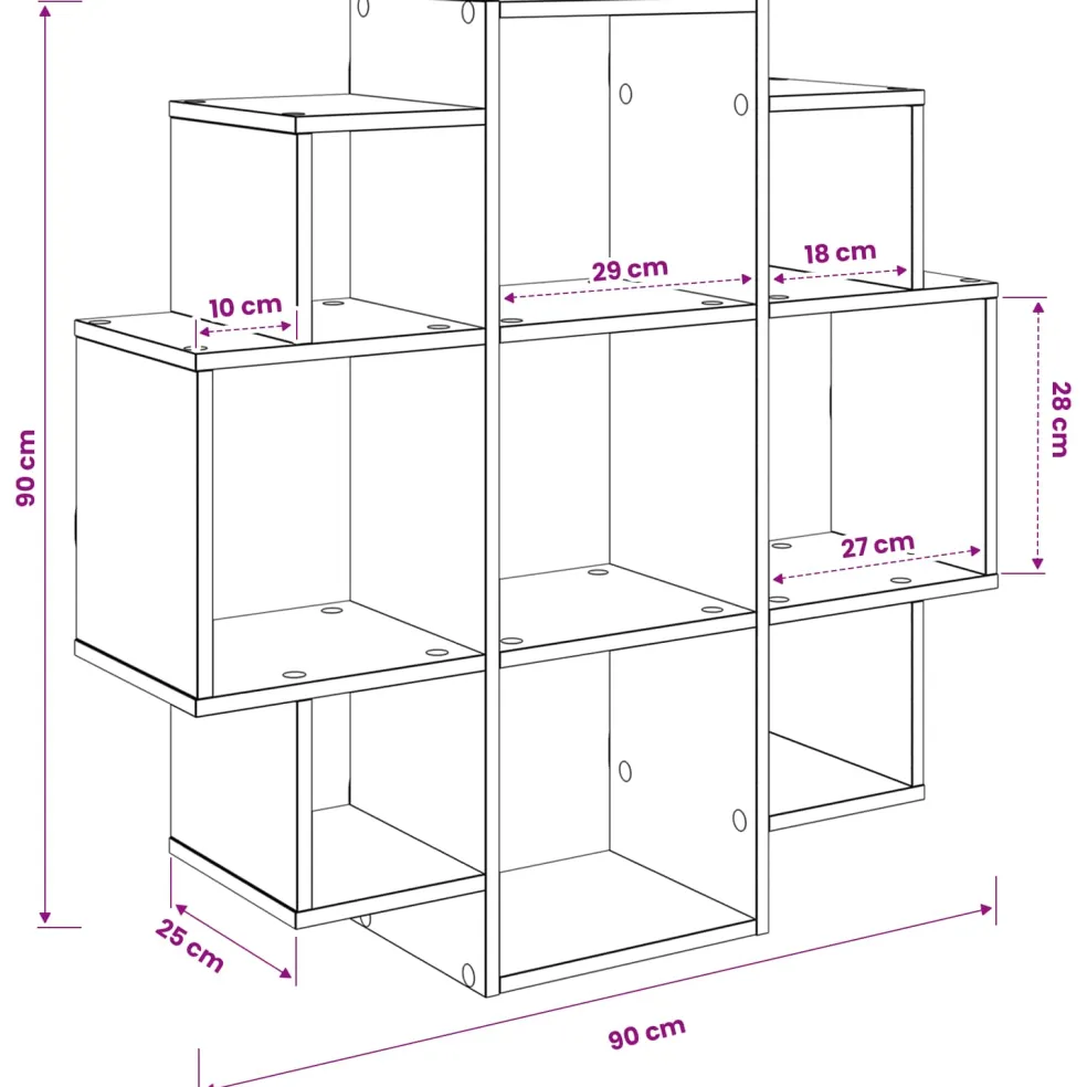 vidaXL Wandplank Wit 90 x 25 x 90 cm Bewerkt hout