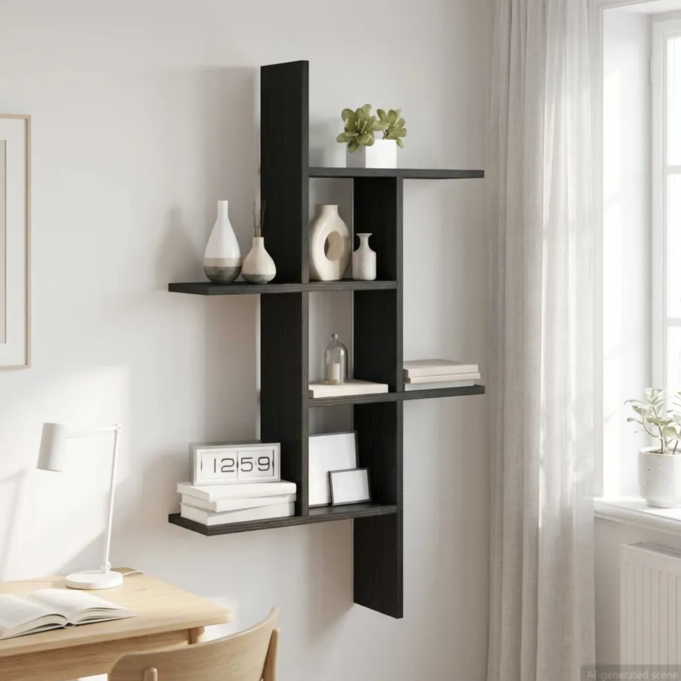 vidaXL Wandplank Zwart eiken 61 x 15 x 102 cm Bewerkt hout