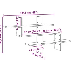vidaXL Wandplank Zwart Eiken 124,5x18x60,5 cm Bewerkt Hout