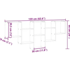 vidaXL Wandplank Zwart Eiken 159x18x66 cm Bewerkt Hout