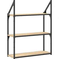 vidaXL Wandrek 3-laags 60x21x78,5 cm bewerkt hout sonoma eikenkleurig