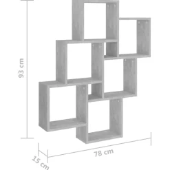 vidaXL Wandschap kubus 78x15x93 cm bewerkt hout betongrijs