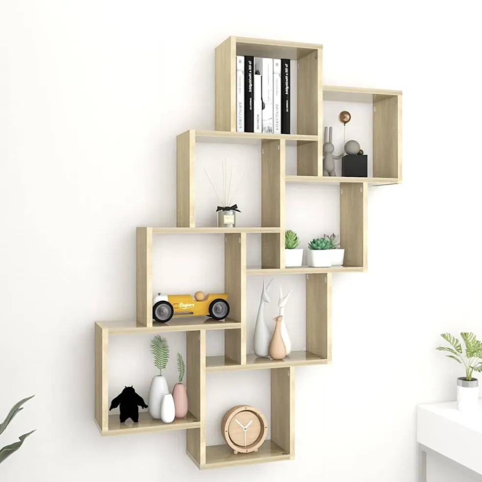 vidaXL Wandschap kubus 90x15x119 cm bewerkt hout sonoma eikenkleurig