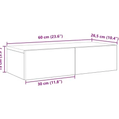 vidaXL Wandschap met lades 60x26,5x15 cm bewerkt hout zwart