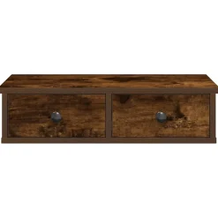vidaXL Wandschap met lades 60x28x15 cm bewerkt hout gerookt eikenkleur