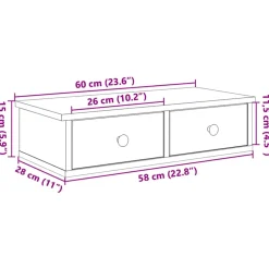 vidaXL Wandschap met lades 60x28x15 cm bewerkt hout gerookt eikenkleur