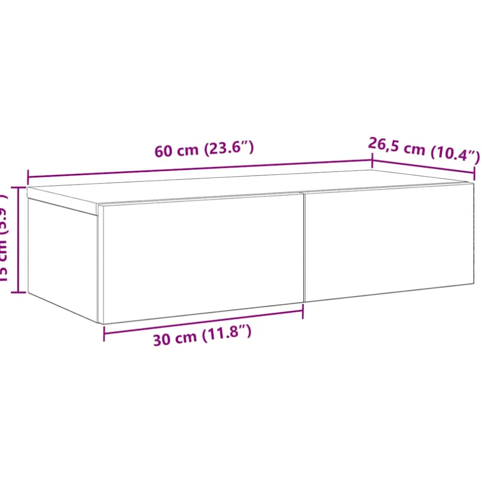 vidaXL Wandschap met lades 60x26,5x15 cm bewerkt hout artisanaal eiken