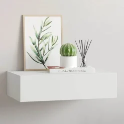 vidaXL Wandschap met lade 40x23,5x10 cm MDF wit