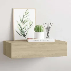 vidaXL Wandschap met lade 40x23,5x10 cm MDF eikenkleurig