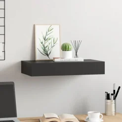 vidaXL Wandschap met lade zwevend 48x25x8 cm zwart