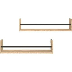 vidaXL Wandschappen met stangen 2 st 60x16x14 cm sonoma eikenkleurig