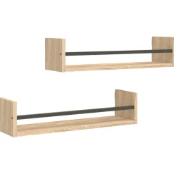 vidaXL Wandschappen met stangen 2 st 60x16x14 cm sonoma eikenkleurig