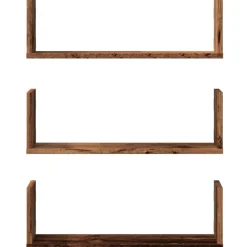 vidaXL Wandschappen 3 st 58x18x18 cm bewerkt hout oud houtkleurig