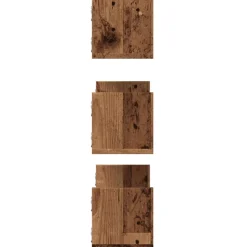 vidaXL Wandschappen 3 st 58x18x18 cm bewerkt hout oud houtkleurig