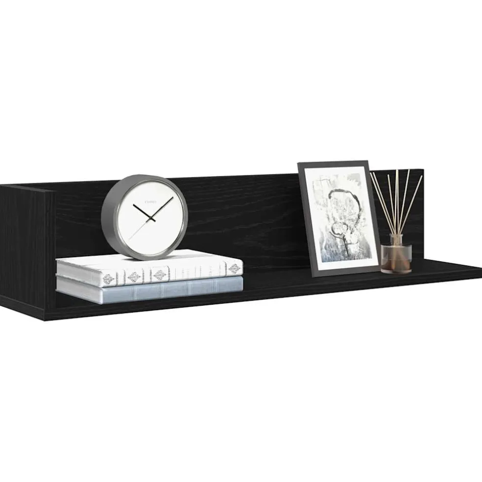 vidaXL Wandschappen 2 st 75x16,5x16,5 cm bewerkt hout zwart