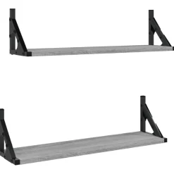 vidaXL Wandschappen 2 st 60x15x15,5 cm grijs sonoma eikenkleurig