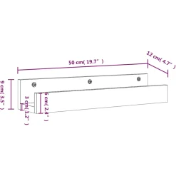vidaXL Wandschappen 2 st 50x12x9 cm massief grenenhout wit