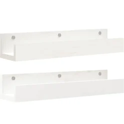 vidaXL Wandschappen 2 st 50x12x9 cm massief grenenhout wit