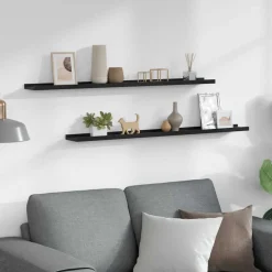 vidaXL Wandschappen 2 st 100x9x3 cm zwart