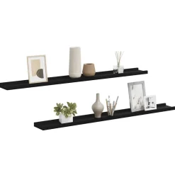 vidaXL Wandschappen 2 st 100x9x3 cm zwart