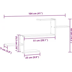 vidaXL Wandschap 104x15x49 cm bewerkt hout sonoma eikenkleurig