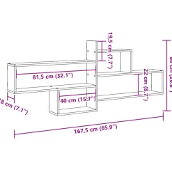 vidaXL Wandschap 167,5x18x68 cm bewerkt hout oud houtkleurig