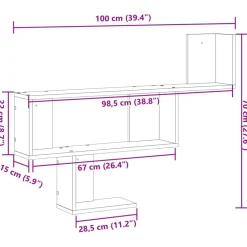 vidaXL Wandschap 100x15x70 cm bewerkt hout wit